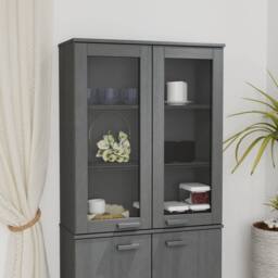 Berkfield Home Top for Highboard HAMAR Dark Grey 85x35x100cm Solid Wood Pine - Size: 85 x 35 x 100 cm - thumbnail 2