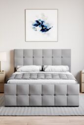 Home Discount Vida Designs Valentina Double Ottoman Bed Frame Velvet Fabric UKFR in Light Grey - thumbnail 5
