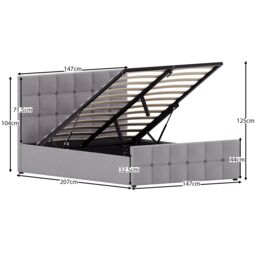 Home Discount Vida Designs Valentina Double Ottoman Bed Frame Velvet Fabric UKFR in Light Grey - thumbnail 3
