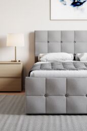 Home Discount Vida Designs Valentina Double Ottoman Bed Frame Velvet Fabric UKFR in Light Grey - thumbnail 6