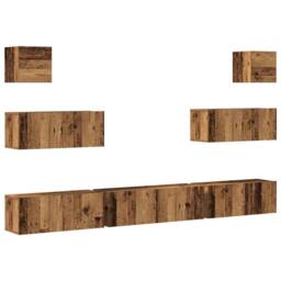 Berkfield Home Classic 7 Piece TV Cabinet Set Wall-mounted Old Wood Engineered Wood - thumbnail 3