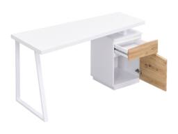 Vente-unique Desk With 1 Drawer & 1 Door - MDF & Steel - Natural & White in Light Oak - thumbnail 6