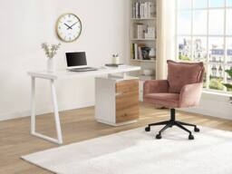 Vente-unique Desk With 1 Drawer & 1 Door - MDF & Steel - Natural & White in Light Oak