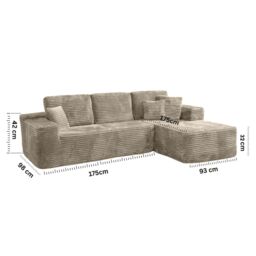 MN Furniture Modern Compact Right Corner Sofa - No Assembly in Brown - thumbnail 3