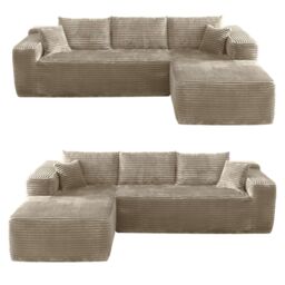 MN Furniture Modern Compact Right Corner Sofa - No Assembly in Brown - thumbnail 5