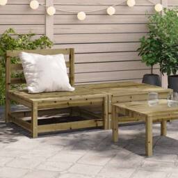 Berkfield Home Garden Sofa Armless with Footstool Impregnated Wood Pine in Brown - thumbnail 2