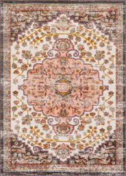 Livabliss Ankara - Vintage Pink Yellow Traditional Boho Living Dining Bedroom Rug in Red - Size: 140 cm x 200 cm - thumbnail 2