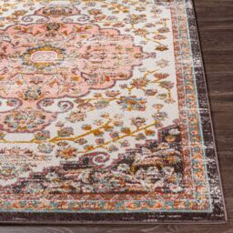 Livabliss Ankara - Vintage Pink Yellow Traditional Boho Living Dining Bedroom Rug in Red - Size: 140 cm x 200 cm - thumbnail 5