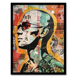 Artery8 Man in Sunglasses Portrait Punk Street Art Modern Framed Art Print - Size: A4 - thumbnail 1