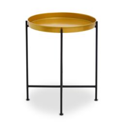 Orsina Sleek Small Brass & Black Finish Side Table, Round Top Small Lounge Table, Contemporary Bed Side Table - thumbnail 2