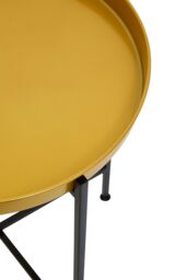 Orsina Sleek Small Brass & Black Finish Side Table, Round Top Small Lounge Table, Contemporary Bed Side Table - thumbnail 5