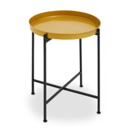 Orsina Sleek Small Brass & Black Finish Side Table, Round Top Small Lounge Table, Contemporary Bed Side Table - thumbnail 3