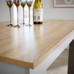Home Source Dining Set Table Benches Wooden Unit Home Kitchen Seats 4 Two Tone in Grey - thumbnail 6