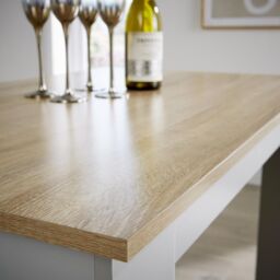 Home Source Dining Set Table Benches Wooden Unit Home Kitchen Seats 4 Two Tone in Grey - thumbnail 5