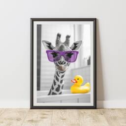 60 SECOND MAKEOVER Giraffe Purple Glasses Quirky Animal Print - Size: A4 - thumbnail 1