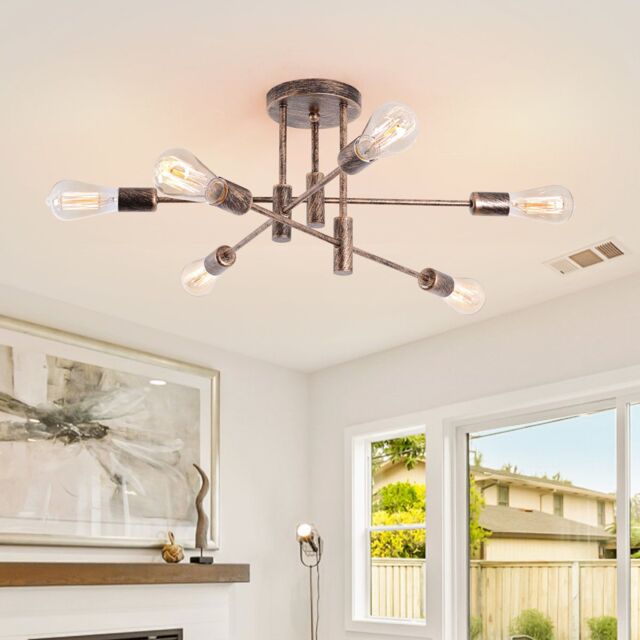 Garwarm 6 - Light 62cm Dimmable Sputnik Sphere Semi Flush Mount Chandelier in Bronze - image 1