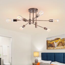 Garwarm 6 - Light 62cm Dimmable Sputnik Sphere Semi Flush Mount Chandelier in Bronze - thumbnail 2