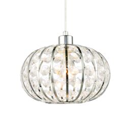Modern Plated Basket Cage Style Pendant Shade with Clear Acrylic Beads