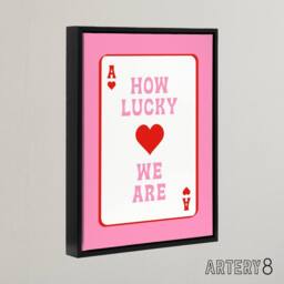 "Artery8 How Lucky We Are Pink Red Ace Of Spades Design Framed Canvas Art Print - Size: W12"" x H16""" - thumbnail 2