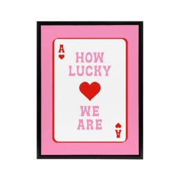 "Artery8 How Lucky We Are Pink Red Ace Of Spades Design Framed Canvas Art Print - Size: W12"" x H16""" - thumbnail 1