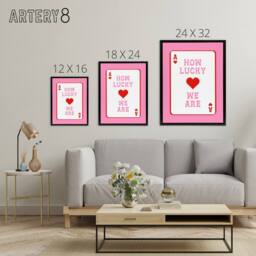"Artery8 How Lucky We Are Pink Red Ace Of Spades Design Framed Canvas Art Print - Size: W12"" x H16""" - thumbnail 4