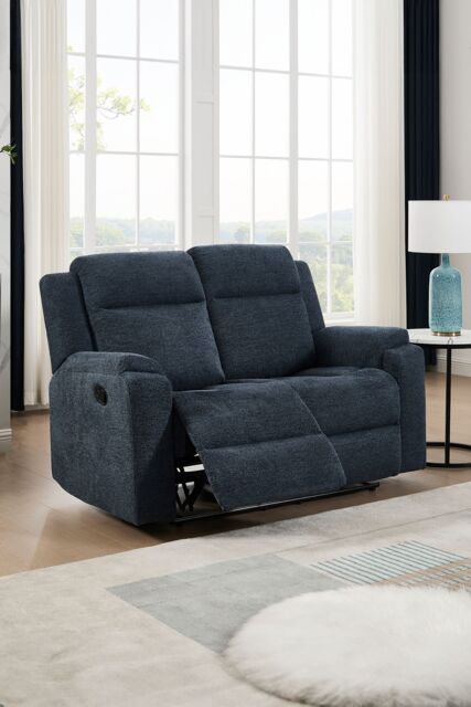 More4Homes Orka 2 Seater Fabric Manual Recliner Sofa in Blue - image 1