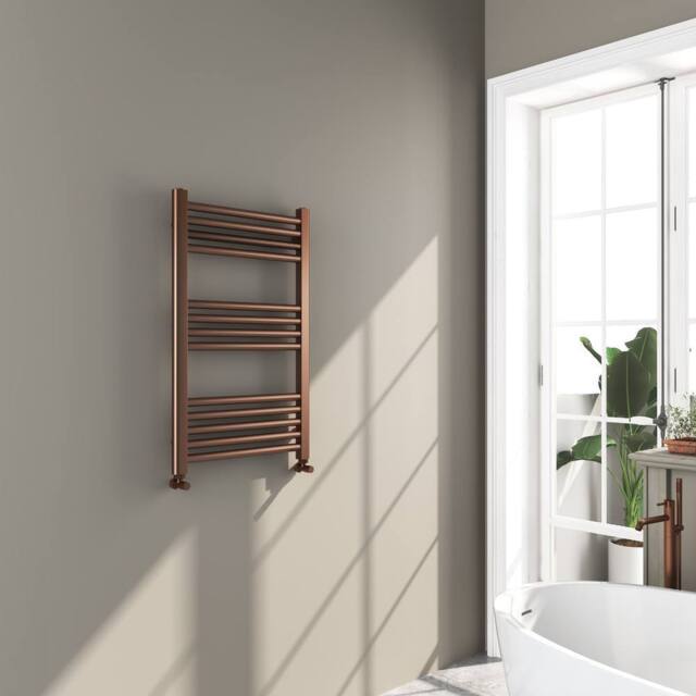 Bathroom Kingdom Omata Brushed Bronze Straight Heated Towel Rail 800x500mm in Brown - image 1