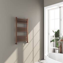 Bathroom Kingdom Omata Brushed Bronze Straight Heated Towel Rail 800x500mm in Brown