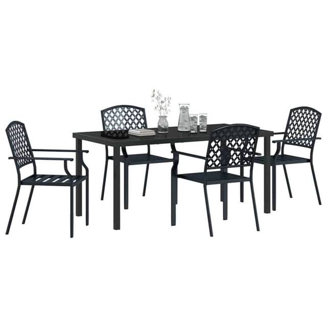 Berkfield Home Stylish 5 Piece Garden Dining Set Anthracite Steel in Black - image 1