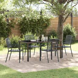Berkfield Home Stylish 5 Piece Garden Dining Set Anthracite Steel in Black - thumbnail 2