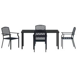 Berkfield Home Stylish 5 Piece Garden Dining Set Anthracite Steel in Black - thumbnail 7