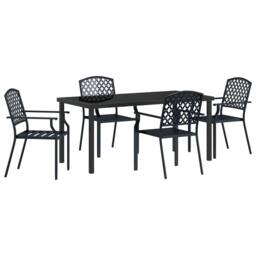 Berkfield Home Stylish 5 Piece Garden Dining Set Anthracite Steel in Black - thumbnail 3
