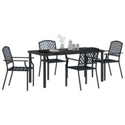 Berkfield Home Stylish 5 Piece Garden Dining Set Anthracite Steel in Black - thumbnail 1
