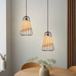 Living and Home Lantern-Inspired Iron Rattan Pendant Light for Cozy Natural Elegance - thumbnail 3