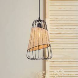 Living and Home Lantern-Inspired Iron Rattan Pendant Light for Cozy Natural Elegance - thumbnail 5