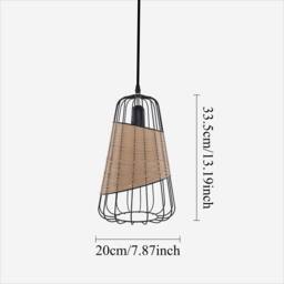 Living and Home Lantern-Inspired Iron Rattan Pendant Light for Cozy Natural Elegance - thumbnail 7