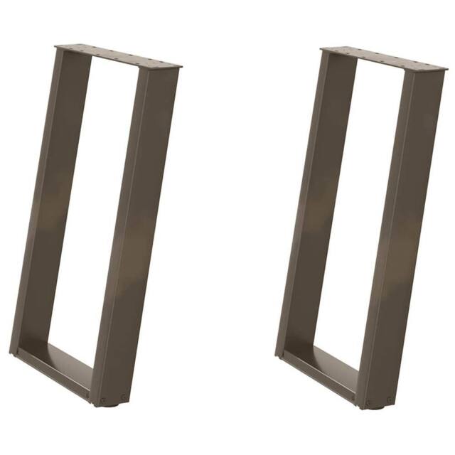 Berkfield Home vidXL Dining Table Legs U-Shaped 2 pcs Natural Steel 70x(72-73) c… in Brown - image 1