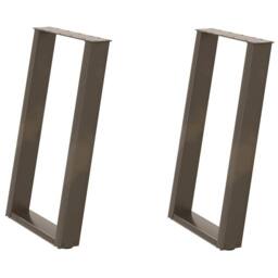 Berkfield Home vidXL Dining Table Legs U-Shaped 2 pcs Natural Steel 70x(72-73) c… in Brown - thumbnail 1