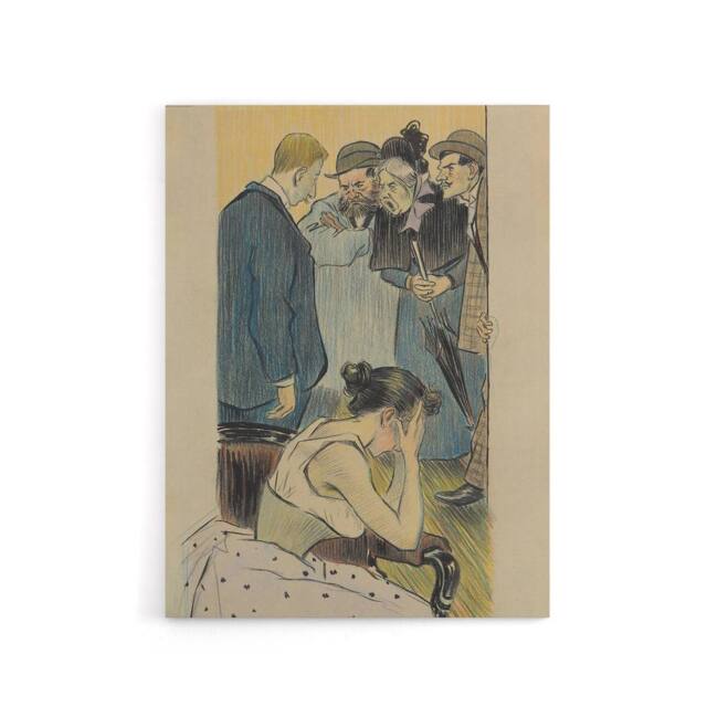 "Artery8 Family Argument Satirical Painting Steinlen Canvas Wall Art - Size: W18"" x H24""" - image 1