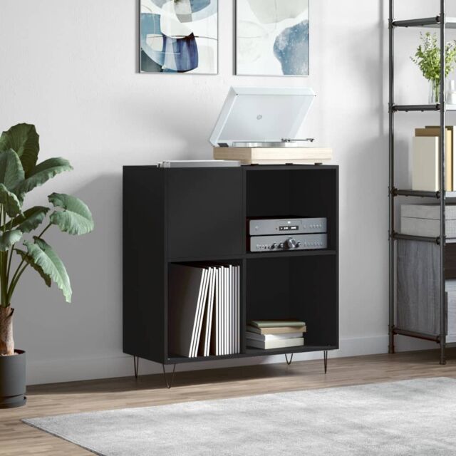 Berkfield Home Record Cabinet Black 84.5x38x89 cm Engineered Wood - image 1