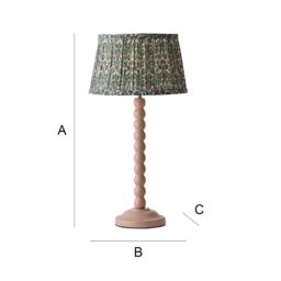 ValueLights Bobbin Bobble Table Lamp with Floral Pleated Tapered Lamp Shade in Pale Pink - thumbnail 7