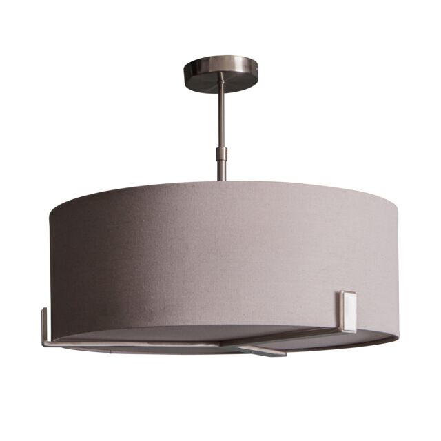 Loops Ceiling Pendant Light Satin Nickel Plate & Slate Grey Fabric 3 x 10W LED E27 in Metallics - image 1