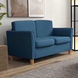 STILVORA 2 Seater Sofa with Wood Legs Blue - thumbnail 9