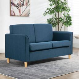 STILVORA 2 Seater Sofa with Wood Legs Blue - thumbnail 2