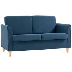 STILVORA 2 Seater Sofa with Wood Legs Blue - thumbnail 5