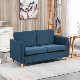 STILVORA 2 Seater Sofa with Wood Legs Blue - thumbnail 3