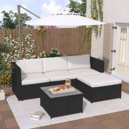 MCC Direct Rattan Furniture Sofa & Table set Rupert in Black - Size: 1 Pack - thumbnail 1