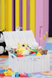 Arpan Resin Woven Storage Basket Box With Lid & Lock-W28cmX D20cmX H12.5cm in White - Size: Small - thumbnail 4