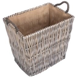 Red Hamper Wicker Grey Rectangular Log Basket - thumbnail 4