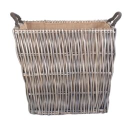 Red Hamper Wicker Grey Rectangular Log Basket - thumbnail 3
